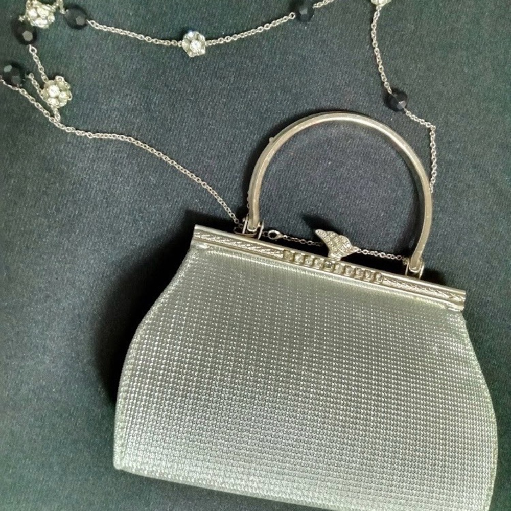 Chic Silver Clutch with Handle